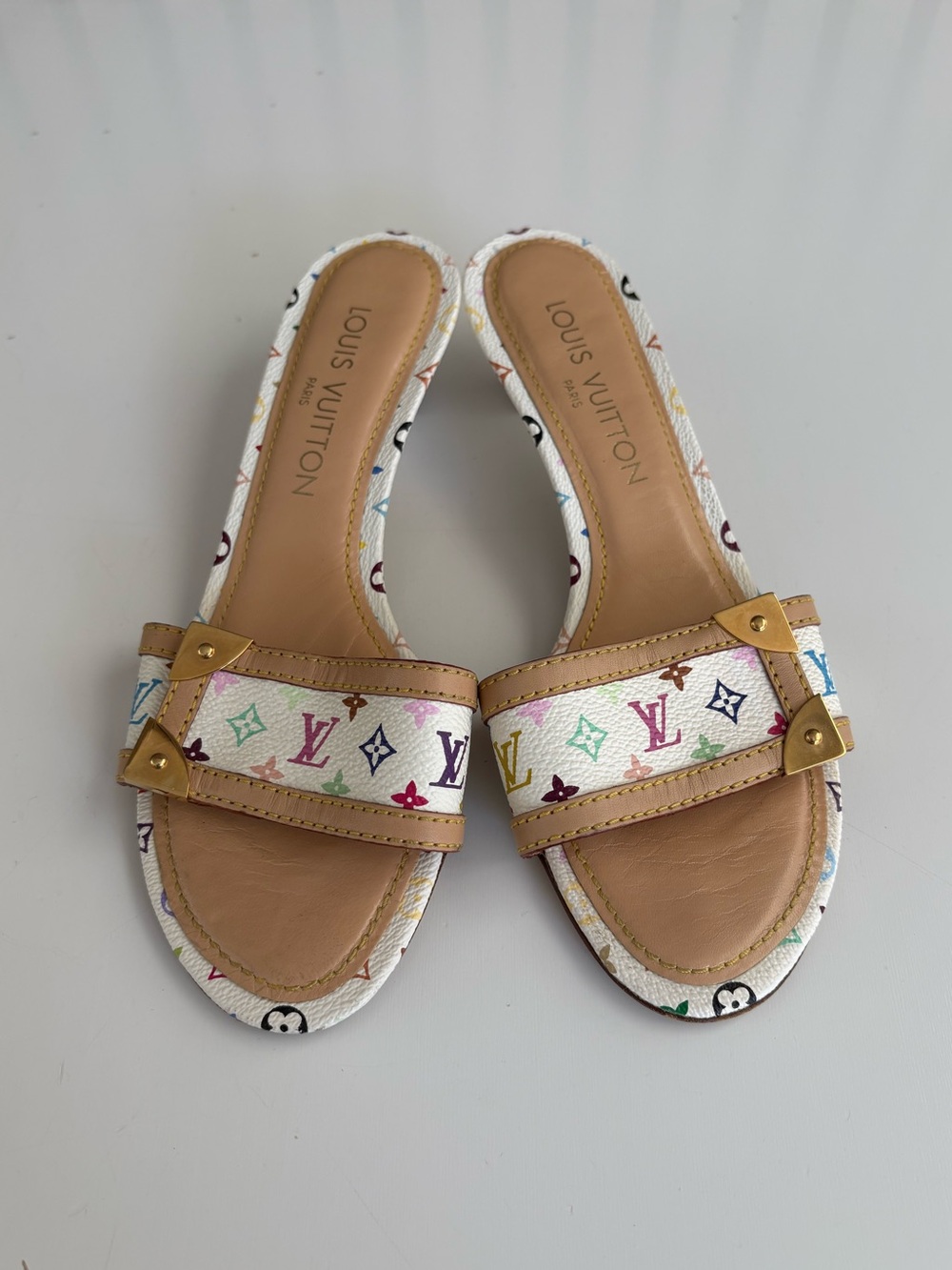 Auth VTG 2004 LOUIS VUITTON Kitten Heels
